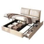 Artiss Queen Bed Frame Gas Lift Storage 3 Drawers Adjustable Headboard Platform Base