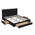Artiss King Bed Frame Storage Charging Station Upholstered 3 Drawers USB Type-C - Image 2
