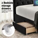 Artiss King Bed Frame Storage Charging Station Upholstered 3 Drawers USB Type-C - Image 5
