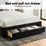 Artiss King Bed Frame Storage Charging Station Upholstered 3 Drawers USB Type-C - Image 6