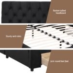 Artiss King Bed Frame Storage Charging Station Upholstered 3 Drawers USB Type-C - Image 7
