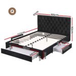 Artiss Queen Bed Frame Storage Charging Station Upholstered 3 Drawers USB Type-C - Image 2