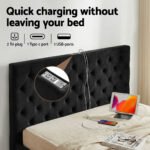 Artiss Queen Bed Frame Storage Charging Station Upholstered 3 Drawers USB Type-C - Image 4