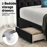 Artiss Queen Bed Frame Storage Charging Station Upholstered 3 Drawers USB Type-C - Image 5
