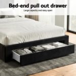 Artiss Queen Bed Frame Storage Charging Station Upholstered 3 Drawers USB Type-C - Image 6