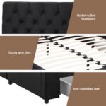 Artiss Queen Bed Frame Storage Charging Station Upholstered 3 Drawers USB Type-C - Image 8