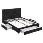 Artiss Queen Bed Frame Storage Charging Station Upholstered 3 Drawers USB Type-C - Image 9