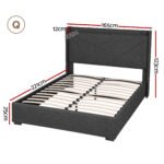 Artiss Queen Bed Frame Gas Lift Storage Bed with Charging Ports Upholstered Geometric Headboard Charcoal Grey - Image 3