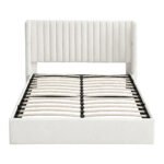 Artiss Queen Bed Frame with Gaslift Storage USB Type-C Charging Ports Velvet Upholstery White - Image 3