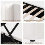 Artiss Queen Bed Frame with Gaslift Storage USB Type-C Charging Ports Velvet Upholstery White - Image 9