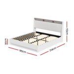 Artiss Bed Frame Gas Lift LED Beds Base Platform White PVC Leather Storage Headboard - King - Image 2