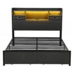 Artiss Queen Bed Frame with Storage Drawers & Headboard, 2 Drawer, USB, LED - Image 4