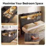 Artiss Queen Bed Frame with Storage Drawers & Headboard, 2 Drawer, USB, LED - Image 5