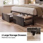 Artiss Queen Bed Frame with Storage Drawers & Headboard, 2 Drawer, USB, LED - Image 7