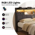 Artiss Queen Bed Frame with Storage Drawers & Headboard, 2 Drawer, USB, LED - Image 8