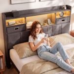 Artiss Queen Bed Frame with Storage Drawers & Headboard, 2 Drawer, USB, LED - Image 11