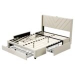 Artiss Queen Bed Frame with Charging Station and Storage Drawers Beige 300KG Noise Free - Image 2