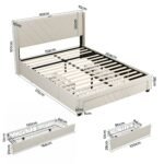 Artiss Queen Bed Frame with Charging Station and Storage Drawers Beige 300KG Noise Free - Image 3