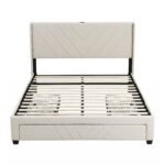 Artiss Queen Bed Frame with Charging Station and Storage Drawers Beige 300KG Noise Free - Image 4