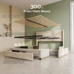 Artiss Queen Bed Frame with Charging Station and Storage Drawers Beige 300KG Noise Free - Image 8