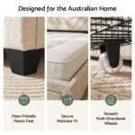 Artiss Queen Bed Frame with Charging Station and Storage Drawers Beige 300KG Noise Free - Image 9