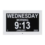 Artiss 10" Digital Day Clock Alarm Calendar Dementia Date Week Desk Clocks White - Image 4