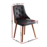 1 Set of 2 Artiss Dining Chairs Black PU - Image 2