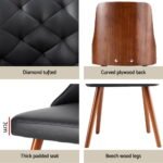 1 Set of 2 Artiss Dining Chairs Black PU - Image 6