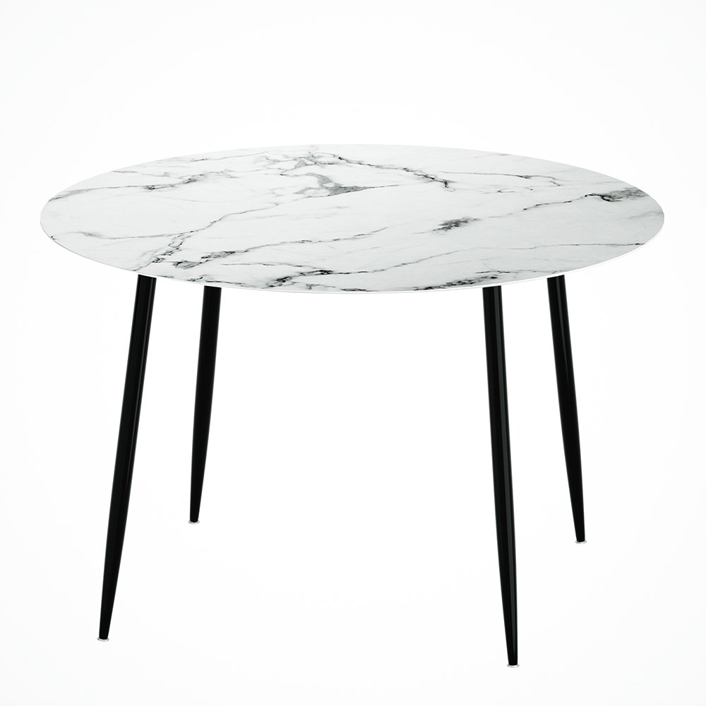 DINING-B-MAR11075-GY-AB-67895-00 Artiss Dining Table Round Marble Effect 110CM - Image 1