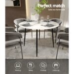 Artiss Dining Table Round Marble Effect 110CM - Image 7