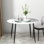Artiss Dining Table Round Marble Effect 110CM - Image 8