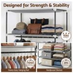 Artiss Large Portable Clothes Closet Wardrobe with Magnetic Door Grey - Image 6