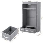 Artiss Large Portable Clothes Closet Wardrobe with Tiebacks Grey - Image 3