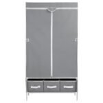 Artiss Large Portable Clothes Closet Wardrobe with Tiebacks Grey - Image 4
