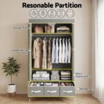 Artiss Large Portable Clothes Closet Wardrobe with Tiebacks Grey - Image 5