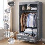 Artiss Large Portable Clothes Closet Wardrobe with Tiebacks Grey - Image 8