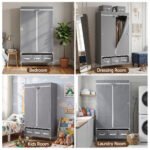 Artiss Large Portable Clothes Closet Wardrobe with Tiebacks Grey - Image 9