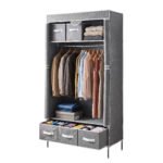 Artiss Large Portable Clothes Closet Wardrobe with Tiebacks Grey - Image 10