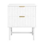 Artiss Bedside Table 2 Drawers - White - Image 3