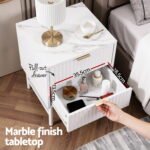 Artiss Bedside Table 2 Drawers - White - Image 4