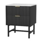 Artiss Bedside Table 2 Drawers - Black - Image 7