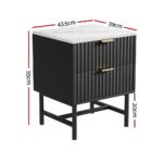 Artiss 2x Bedside Table 2 Drawers - Black - Image 2