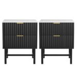 Artiss 2x Bedside Table 2 Drawers - Black - Image 3