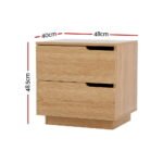 Artiss Bedside Table 2 Drawers Nightstand Pine - Image 2