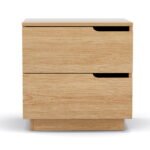 Artiss Bedside Table 2 Drawers Nightstand Pine - Image 3