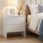 Artiss Bedside Table 2 Drawers - Beige