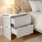 Artiss Bedside Table 2 Drawers - Beige - Image 4