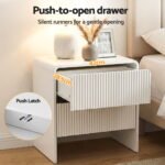 Artiss Bedside Table 2 Drawers - Beige - Image 5