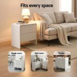 Artiss Bedside Table 2 Drawers - Beige - Image 6