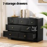 Artiss 7 Chest of Drawers Dresser Table Black - Image 7
